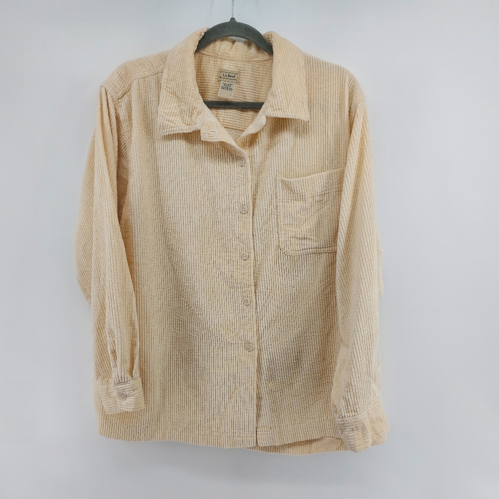 L.L. Bean Corduroy Chore Barn Shacket Cream Colored Oversized XL Petite